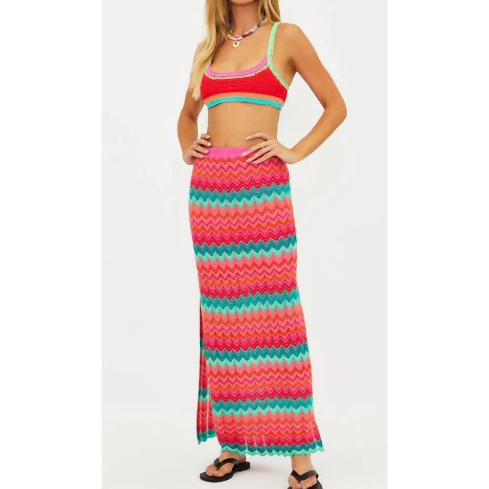 NEW BEACH RIOT ivana skirt in strawberry ice chevron